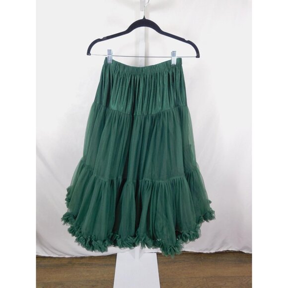 Banned Green Tulle Petticoat Skirt S Retro Ruffle Swing - Picture 2 of 12